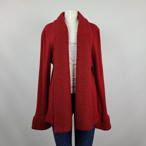 La Llama Red Knit Alpaca Blend Cardigan Size XL